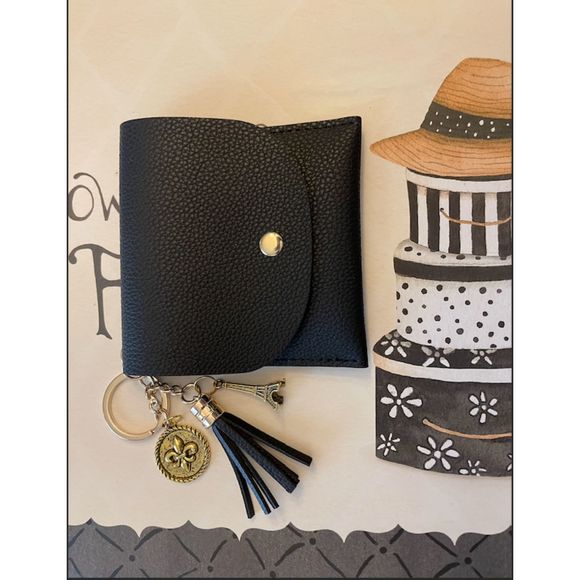 Wallet/Card Holder with Tassel and Charms-Choose color - Picture 2 of 9